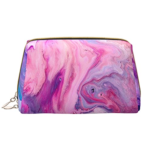 Beach Wave Sunset Bedruckte Leder Make-up Tasche für Frauen Mädchen - Tragbare Reise Kosmetik Organizer Kulturbeutel, Marmor, violett, bunt, Einheitsgröße von VGFJHNDF