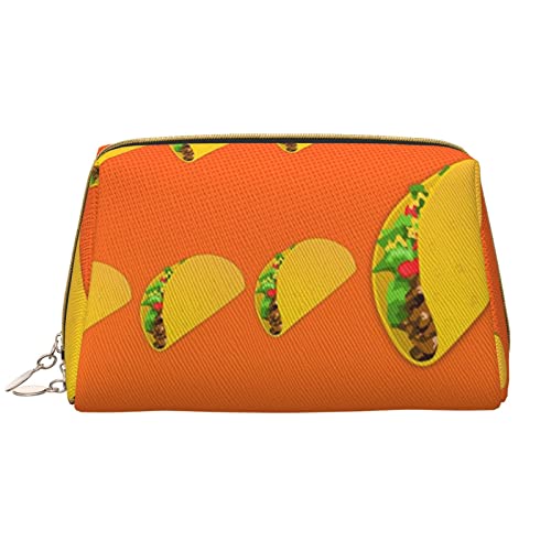 Bright Beautiful Colorful Art Printed Leather Makeup Bag for Women Girls - Portable Travel Cosmetic Organizer Toiletry Bag, Lustiges Essen-Muster., Einheitsgröße von VGFJHNDF