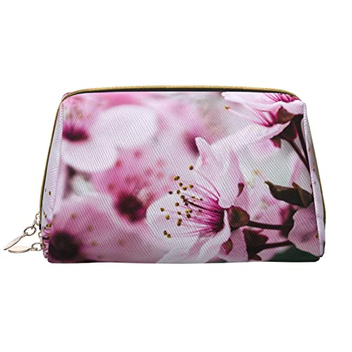 Bright Beautiful Colorful Art Printed Leather Makeup Bag for Women Girls - Portable Travel Cosmetic Organizer Toiletry Bag, Rosa Kirschblüten, Einheitsgröße von VGFJHNDF