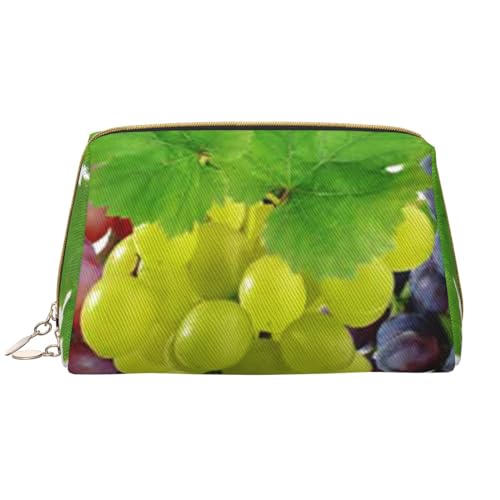 Bright Beautiful Colorful Art Printed Leather Makeup Bag for Women Girls - Portable Travel Cosmetic Organizer Toiletry Bag, grape, Einheitsgröße von VGFJHNDF