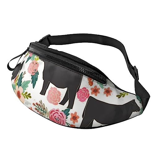 Bright Moon at Sea Hippie Sport Hüfttasche Reise Bauchtaschen mit Reißverschluss und Kopfhörerloch, Laufgürteltasche mit verstellbarem Gürtel für Männer Frauen, Steer Floral, Einheitsgröße von VGFJHNDF