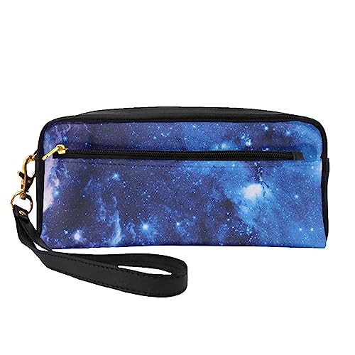 Bright Stars Reise-Make-up-Tasche mit Griffschlaufe – weiches und vielseitiges PU-Leder, tragbare Kosmetiktasche für Damen und Mädchen, Geschenk, Blue Galaxy, Einheitsgröße von VGFJHNDF