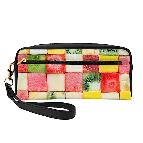 Bright Stars Reise-Make-up-Tasche mit Griffschlaufe – weiches und vielseitiges PU-Leder, tragbare Kosmetiktasche für Damen und Mädchen, Geschenk, Kiwi-Wassermelone, Einheitsgröße von VGFJHNDF