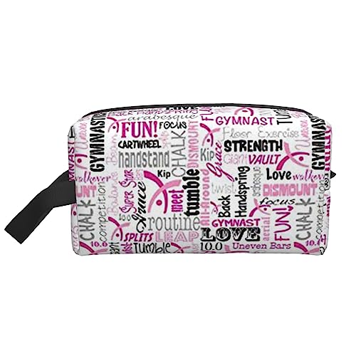 Bunte handgezeichnete Kunst mit Pfeilen im Boho-Stil, Reise-Make-up-Tasche mit Griffschlaufe – große Kapazität, tragbare Kosmetiktasche für Damen und Mädchen, Geschenke, Gymnastik pink, Einheitsgröße von VGFJHNDF