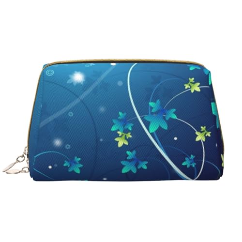 Cartoon Vogel Gedruckt Leder Make-up Tasche für Frauen Mädchen - Tragbare Reise Kosmetik Organizer Kulturbeutel, Blue Swirl, Einheitsgröße von VGFJHNDF