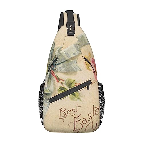 Cool Black Lips Sling Bag Travel Crossbody Backpack Chest Pack for Men Women, Adjustable Left and Right Shoulders Hiking Casual Daypack, Beste Osterwünsche, Einheitsgröße von VGFJHNDF