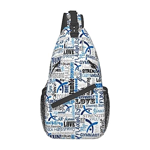 Cool Black Lips Sling Bag Travel Crossbody Backpack Chest Pack for Men Women, Adjustable Left and Right Shoulders Hiking Casual Daypack, Gymnastik Blau, Einheitsgröße von VGFJHNDF