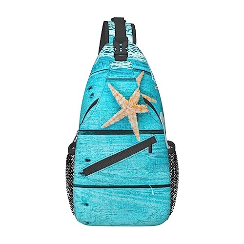 Cool Black Lips Sling Bag Travel Crossbody Backpack Chest Pack for Men Women, Adjustable Left and Right Shoulders Hiking Casual Daypack, starfish, Einheitsgröße von VGFJHNDF