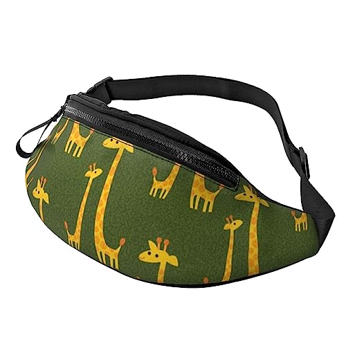 Coole Gürteltasche mit Totenkopf- und Rosenmotiv, für Reisen, mit Reißverschluss und Kopfhörerloch, Laufgürteltasche mit verstellbarem Gürtel für Damen und Herren, Cartoon-Giraffe, Einheitsgröße von VGFJHNDF