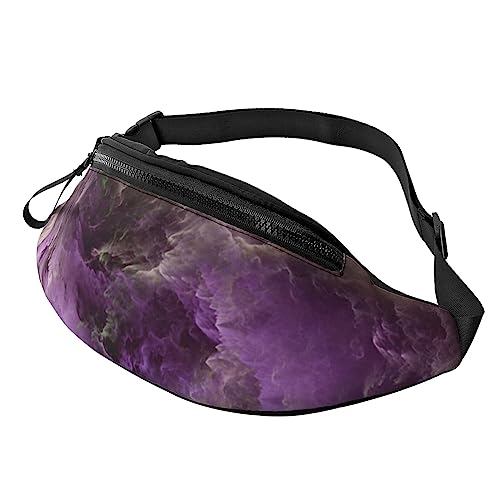 Coole Gürteltasche mit Totenkopf- und Rosenmotiv, für Reisen, mit Reißverschluss und Kopfhörerloch, Laufgürteltasche mit verstellbarem Gürtel für Damen und Herren, Lila Galaxy, Einheitsgröße von VGFJHNDF