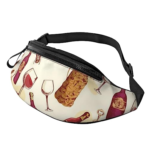 Coole Gürteltasche mit Totenkopf- und Rosenmotiv, für Reisen, mit Reißverschluss und Kopfhörerloch, Laufgürteltasche mit verstellbarem Gürtel für Damen und Herren, burgunderrot, Einheitsgröße von VGFJHNDF