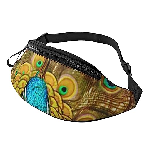 Coole Gürteltasche mit Totenkopf- und Rosenmotiv, für Reisen, mit Reißverschluss und Kopfhörerloch, Laufgürteltasche mit verstellbarem Gürtel für Damen und Herren, pfau, Einheitsgröße von VGFJHNDF