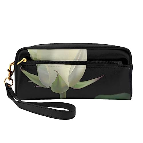 Corgi Reise-Make-up-Tasche mit Tragegriff, weiches und vielseitiges PU-Leder, tragbar, Kosmetiktasche für Damen und Mädchen, Geschenk, white rose, Einheitsgröße von VGFJHNDF