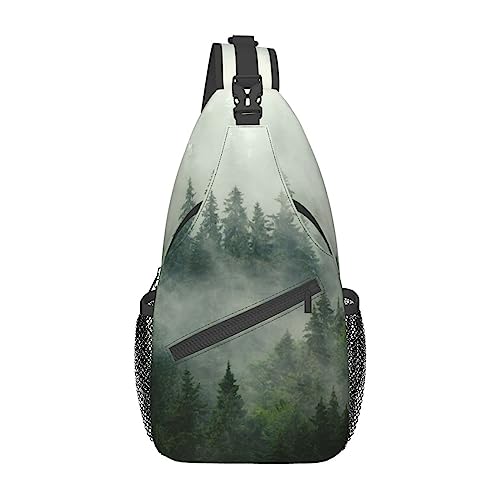 Cow Spot Sling Bag Travel Crossbody Backpack Chest Pack for Men Women, Adjustable Left and Right Shoulders Hiking Casual Daypack, Grüner Baum Landschaft, Einheitsgröße von VGFJHNDF