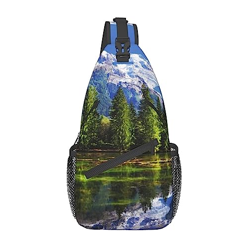 Cow Spot Sling Bag Travel Crossbody Backpack Chest Pack for Men Women, Adjustable Left and Right Shoulders Hiking Casual Daypack, Schnee Berge, Einheitsgröße von VGFJHNDF