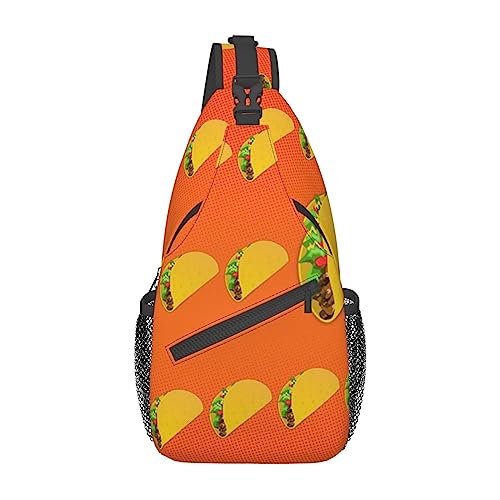 Flamingo Floral Printed Sling Bag Travel Crossbody Backpack Chest Pack for Men Women, Adjustable Left and Right Shoulders Hiking Casual Daypack, Lustiges Essen-Muster., Einheitsgröße von VGFJHNDF