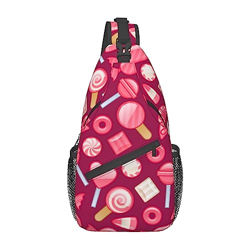 Flamingo Floral Printed Sling Bag Travel Crossbody Backpack Chest Pack for Men Women, Adjustable Left and Right Shoulders Hiking Casual Daypack, Pink Candy, Einheitsgröße von VGFJHNDF