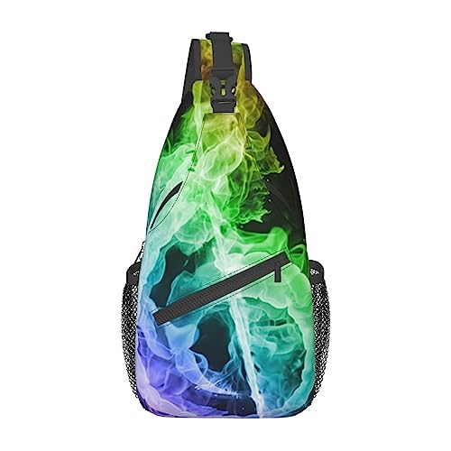 Französische Bulldogge Sling Bag Reise Crossbody Rucksack Brusttasche für Männer Frauen, verstellbare linke und rechte Schultern Wandern Casual Daypack, Bunte Musiknoten, Einheitsgröße von VGFJHNDF