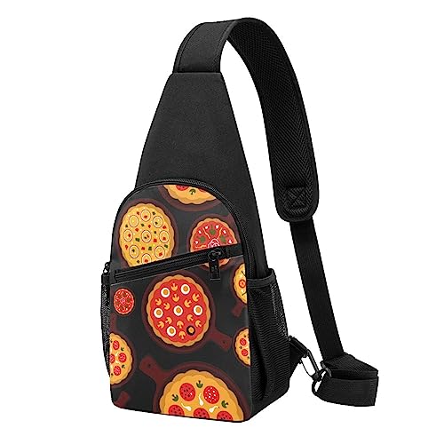 Gemüse-Obst-Schultertasche, Crossbody-Rucksack, Brusttasche für Männer und Frauen, verstellbare linke und rechte Schulter, Wandern, lässiger Tagesrucksack, Pizza Food, Einheitsgröße von VGFJHNDF