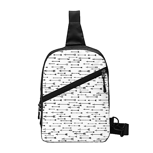 Gestreifte Schultertasche Faltbarer Crossbody Rucksack Brustrucksack für Männer Frauen, verstellbare linke und rechte Schulter Sport Casual Tagesrucksack, Pfeil, Einheitsgröße von VGFJHNDF