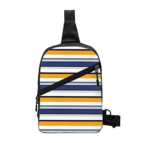 Gestreifte Schultertasche Faltbarer Crossbody Rucksack Brustrucksack für Männer Frauen, verstellbare linke und rechte Schulter Sport Casual Tagesrucksack, gestreift, Einheitsgröße von VGFJHNDF