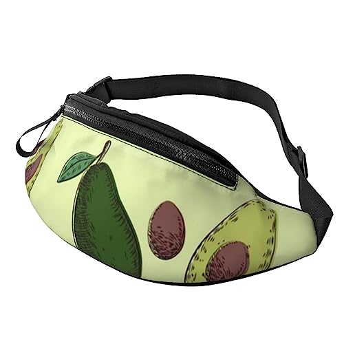 Gürteltasche mit Reißverschluss und Kopfhörerloch, rund, gepunktet, mit verstellbarem Gürtel für Damen und Herren, Schwarz, Avocadofrucht, Einheitsgröße von VGFJHNDF