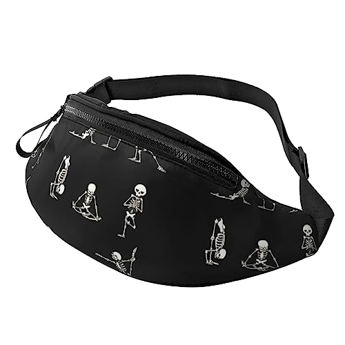 Gürteltasche mit Reißverschluss und Kopfhörerloch, rund, gepunktet, mit verstellbarem Gürtel für Damen und Herren, Schwarz, Love Skull of Sports, Einheitsgröße von VGFJHNDF