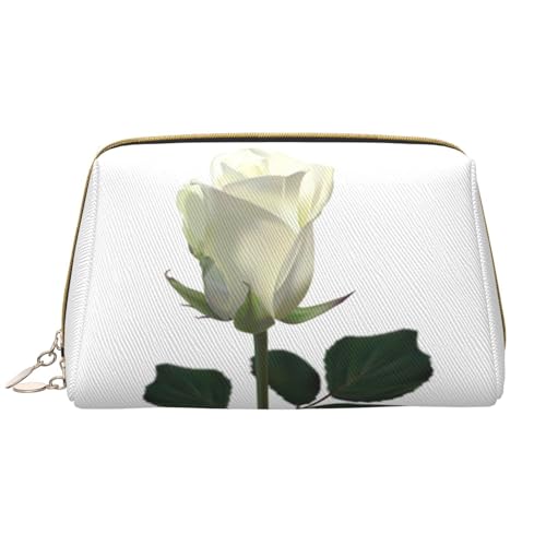 Halloween Party Bedruckte Leder Make-up Tasche für Frauen Mädchen - Tragbare Reise Kosmetik Organizer Kulturbeutel, white rose, Einheitsgröße von VGFJHNDF