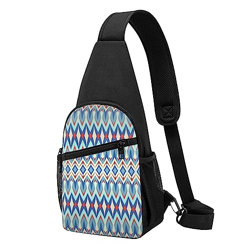 Handgezeichnete Blumen-Schultertasche, Crossbody-Rucksack, Brusttasche für Männer und Frauen, verstellbare linke und rechte Schulter, Wandern, lässiger Tagesrucksack, Diamant-Muster., Einheitsgröße von VGFJHNDF