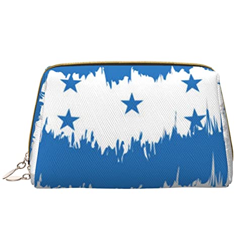 Kosmetiktasche aus Leder mit Physik-Druck, für Frauen und Mädchen, tragbar, Reise-Kosmetiktasche, Organizer, Kulturbeutel, Blau Honduras Flagge, Einheitsgröße von VGFJHNDF