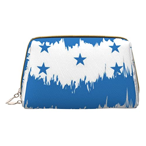 Kosmetiktasche aus Leder mit niedlichem Fisch-Motiv, für Damen und Mädchen, klein, tragbar, Reise-Kosmetik-Organizer, Kulturbeutel, Blau Honduras Flagge, Einheitsgröße von VGFJHNDF