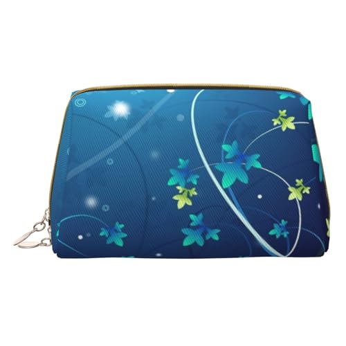 Kosmetiktasche aus Leder mit niedlichem Hundemotiv für Damen und Mädchen, klein, tragbar, Reise-Kosmetik-Organizer, Kulturbeutel, Blue Swirl, Einheitsgröße von VGFJHNDF