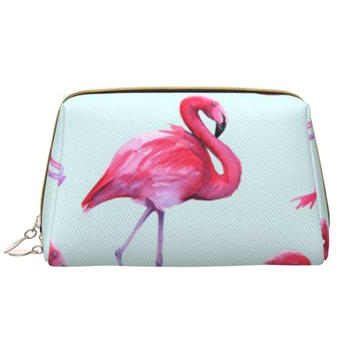 Kosmetiktasche aus schwarzem Marmor mit bedrucktem Leder für Frauen und Mädchen – tragbare Reise-Kosmetiktasche, Pink Flamingos, Einheitsgröße von VGFJHNDF
