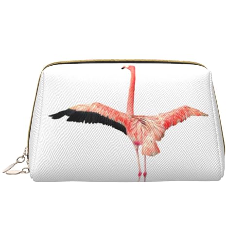 Kosmetiktasche mit Basketball-Motiv, bedruckt, Leder, für Damen und Mädchen, tragbar, Reise-Kosmetik-Organizer, Kulturbeutel, Flamingo, Einheitsgröße von VGFJHNDF