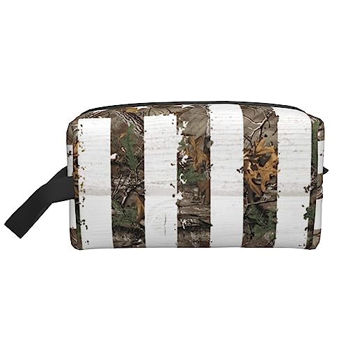 Kosmetiktasche mit Henkelriemen, Motiv: Weißkopfseeadler-Flagge, Veteranen, Reise-Make-up-Tasche – große Kapazität, tragbar, Kosmetiktasche für Damen und Mädchen, Geschenke, American Camouflage von VGFJHNDF