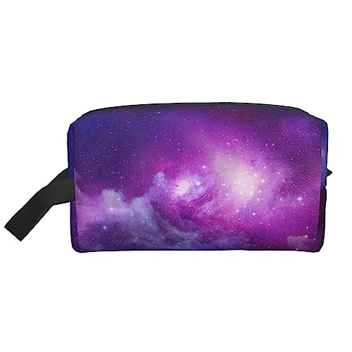 Kosmetiktasche mit Henkelriemen, Motiv: Weißkopfseeadler-Flagge, Veteranen, Reise-Make-up-Tasche – große Kapazität, tragbar, Kosmetiktasche für Damen und Mädchen, Geschenke, Purple & Blue Galaxy, von VGFJHNDF