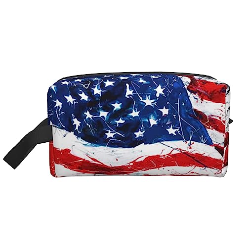 Kosmetiktasche mit Henkelriemen, Motiv: Weißkopfseeadler-Flagge, Veteranen, Reise-Make-up-Tasche – große Kapazität, tragbar, Kosmetiktasche für Damen und Mädchen, Geschenke, us-flagge, Einheitsgröße von VGFJHNDF