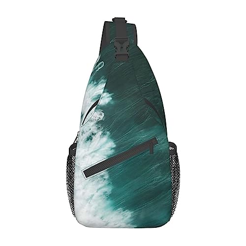 Lollipop Sling Bag Travel Crossbody Rucksack Chest Pack für Männer Frauen, verstellbare linke und rechte Schulter Wandern Casual Daypack, Blue Ocean Surf, Einheitsgröße von VGFJHNDF