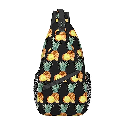 Lollipop Sling Bag Travel Crossbody Rucksack Chest Pack für Männer Frauen, verstellbare linke und rechte Schulter Wandern Casual Daypack, Lustige Ananas, Einheitsgröße von VGFJHNDF