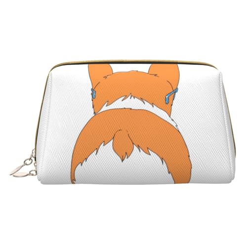 Lustige grüne Frösche bedruckte Leder-Make-up-Tasche für Frauen Mädchen – kleine tragbare Reise Kosmetik Organizer Kulturbeutel, Funny Corgi Butt Brown, Einheitsgröße von VGFJHNDF