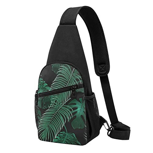 Niedliche Kuh-Schultertasche, Crossbody-Rucksack, Brusttasche für Männer und Frauen, verstellbare linke und rechte Schulter, Wandern, lässiger Tagesrucksack, Bananenblatt-Grün, Einheitsgröße von VGFJHNDF