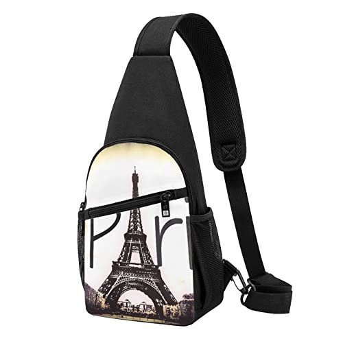 Niedliche Kuh-Schultertasche, Crossbody-Rucksack, Brusttasche für Männer und Frauen, verstellbare linke und rechte Schulter, Wandern, lässiger Tagesrucksack, Eiffelturm Liebe Paris, Einheitsgröße von VGFJHNDF