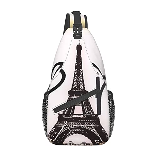 Niedliche Kuh-Schultertasche, Reise-Crossbody-Rucksack für Männer und Frauen, verstellbare linke und rechte Schultern, Wandern, lässiger Tagesrucksack, Eiffelturm Liebe Paris, Einheitsgröße von VGFJHNDF