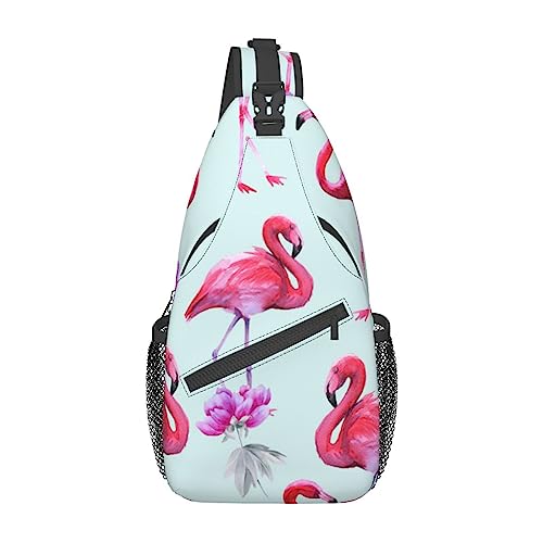 Niedliche Kuh-Schultertasche, Reise-Crossbody-Rucksack für Männer und Frauen, verstellbare linke und rechte Schultern, Wandern, lässiger Tagesrucksack, Pink Flamingos, Einheitsgröße von VGFJHNDF