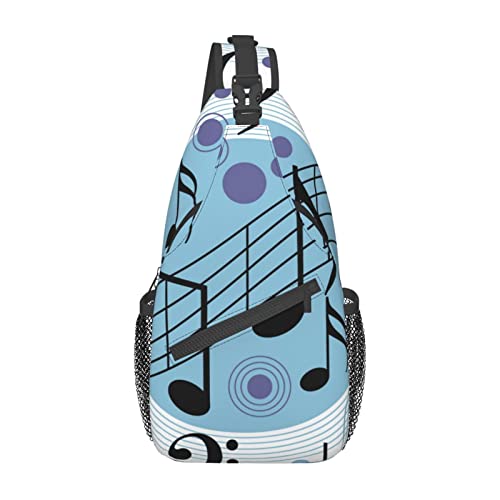 Niedliche Palmenblätter Sling Bag Reise Crossbody Rucksack Brusttasche für Männer Frauen, verstellbare linke und rechte Schultern, Wandern, Casual Daypack, Polka Dot Notennoten, Einheitsgröße von VGFJHNDF