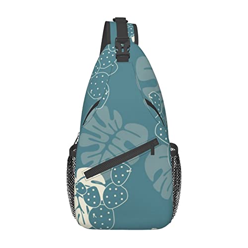 Niedliche Pinguin-Schultertasche, Reise-Umhängetasche, Brusttasche, Brusttasche, für Männer und Frauen, verstellbare linke und rechte Schultern, Wandern, lässiger Tagesrucksack, Luxuriöse süße Blätter, Einheitsgröße von VGFJHNDF