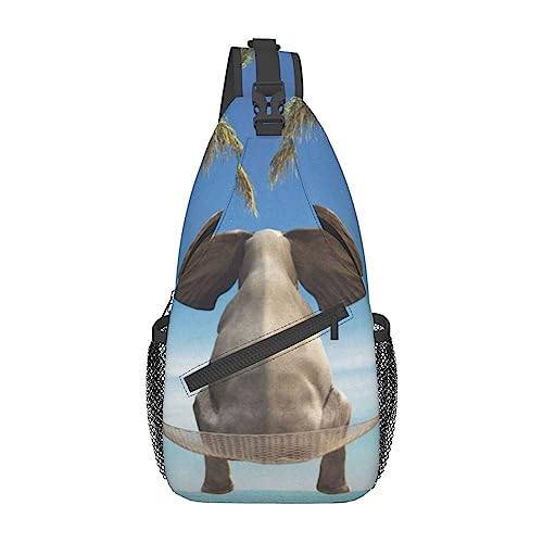 Niedliche Pinguin-Schultertasche, Reise-Umhängetasche, Brusttasche, Brusttasche, für Männer und Frauen, verstellbare linke und rechte Schultern, Wandern, lässiger Tagesrucksack, Tropischer Schaukelelefant, Einheitsgröße von VGFJHNDF