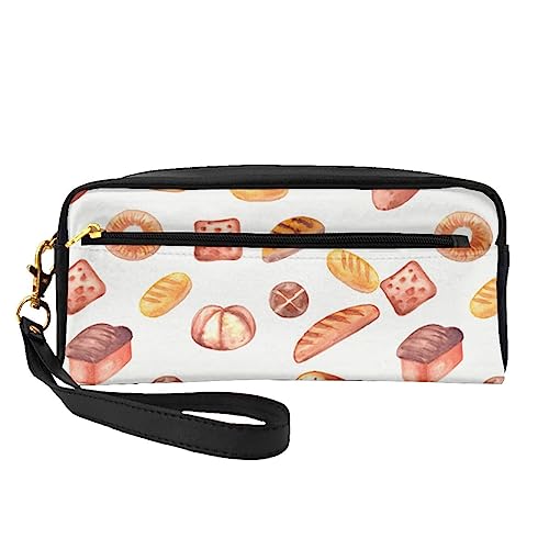 Niedliche Reh-Reise-Make-up-Tasche mit Griffschlaufe – weiches und vielseitiges PU-Leder, tragbare Kosmetiktasche für Damen und Mädchen, Geschenk, Bemaltes Brot, Einheitsgröße von VGFJHNDF