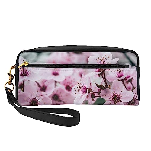 Niedliche Reh-Reise-Make-up-Tasche mit Griffschlaufe – weiches und vielseitiges PU-Leder, tragbare Kosmetiktasche für Damen und Mädchen, Geschenk, Rosa Kirschblüten, Einheitsgröße von VGFJHNDF