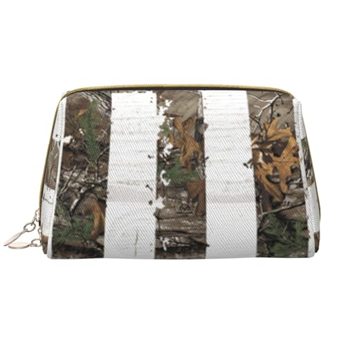 Niedliche grüne Palmblätter bedruckte Leder Make-up Tasche für Frauen Mädchen - Tragbare Reise Kosmetik Organizer Kulturbeutel, American Camouflage, Einheitsgröße von VGFJHNDF